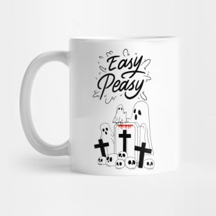 Easy Peasy Ghost Family Visiting Cemetery Halloween Mug